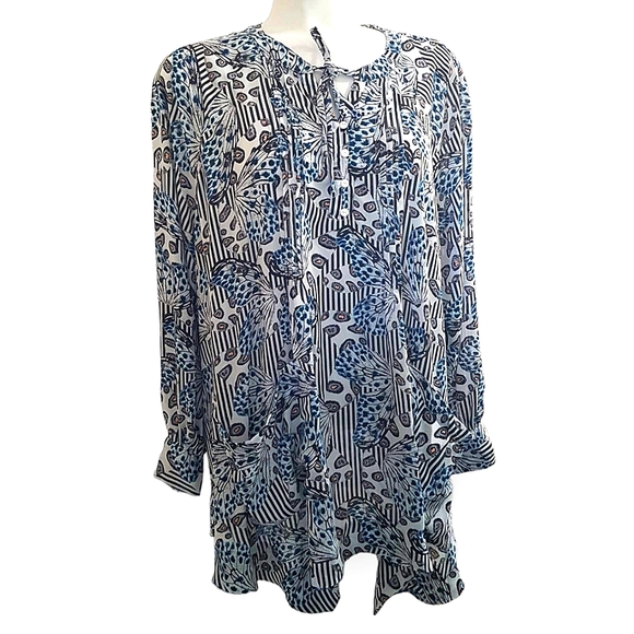 Melissa Mcarthy 7Seven collection asymmetric flowy striped butterfly boho top 1X - Picture 3 of 9